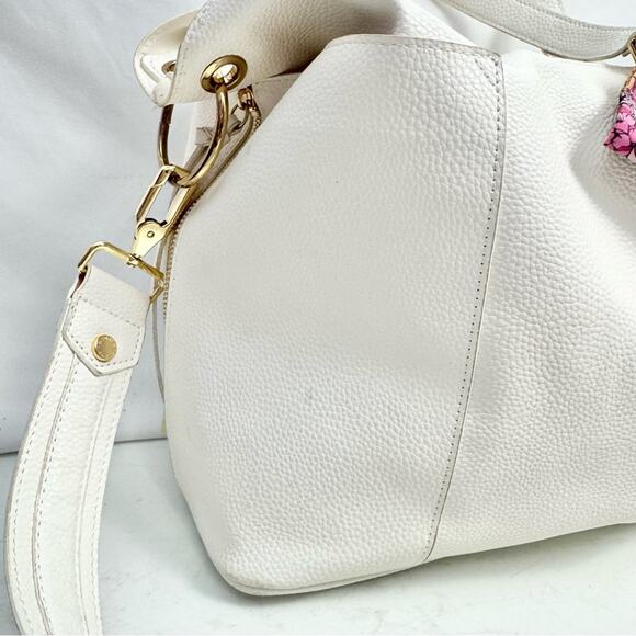 Steve Madden White Faux Leather Large Satchel Shoulder Bag Purse - Picture 13 of 13